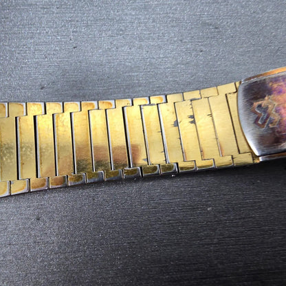 Seiko Bracelet 14mm Stainless Steel Gold Tone Tri Folding Clasp Vintage JP Z4073
