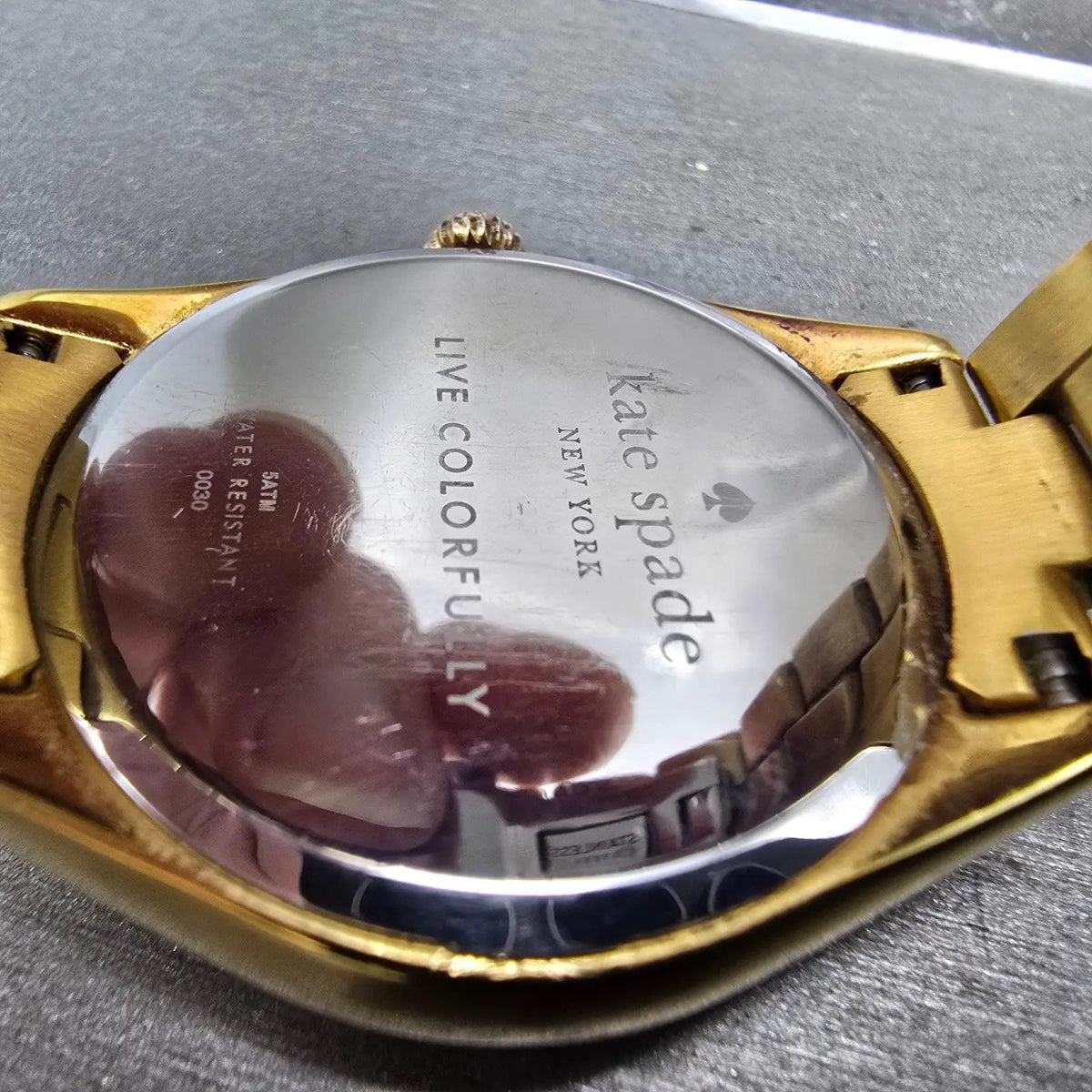 Kate Spade Seaport Watch Women 38mm Gold Dial Gold Tone Round 0030 New Battery9