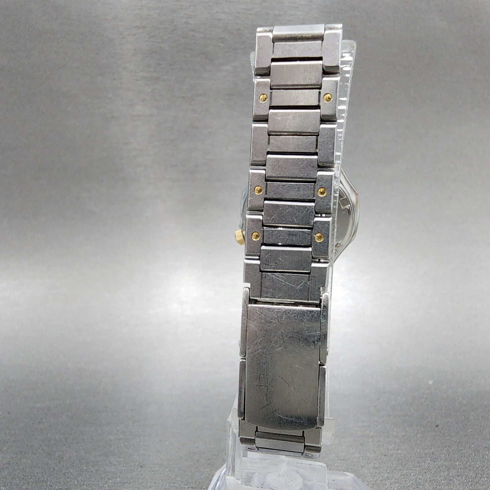 Seiko SQ 100 Watch Women 25mm Gray Dial Two Tone Daydate Octagon New Battery7