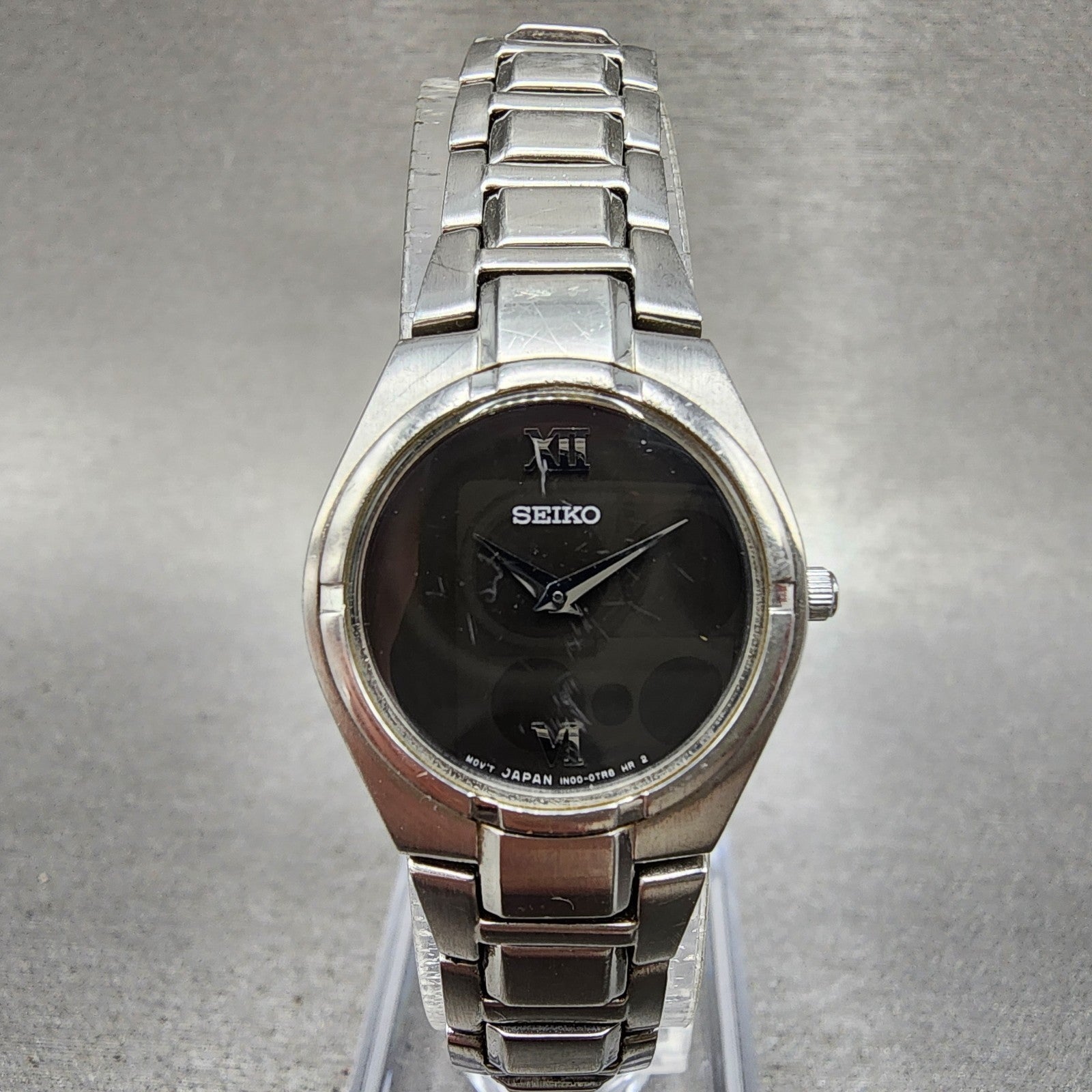 Seiko Watch Women 22mm Black Dial Silver Tone Round 1n000ls0 New Battery0