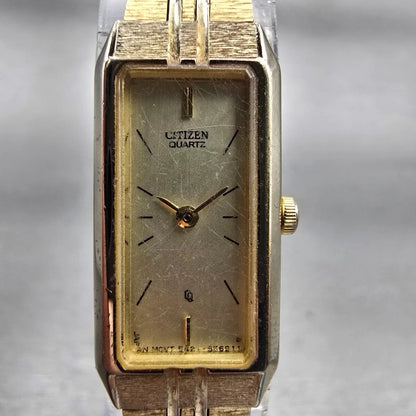 Citizen CQ Watch Women 13mm Champagne Dial Gold Tone 5421-S18523 New Battery VTG1