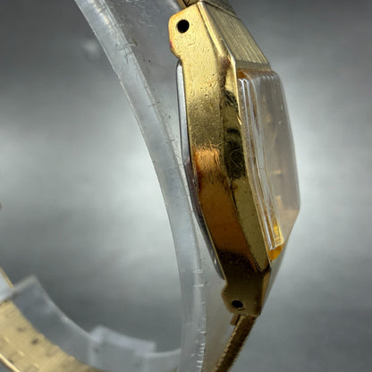 Seiko Watch Women 18mm Gold Dial Gold Tone Hexagon 2C20-5790 New Battery KL93