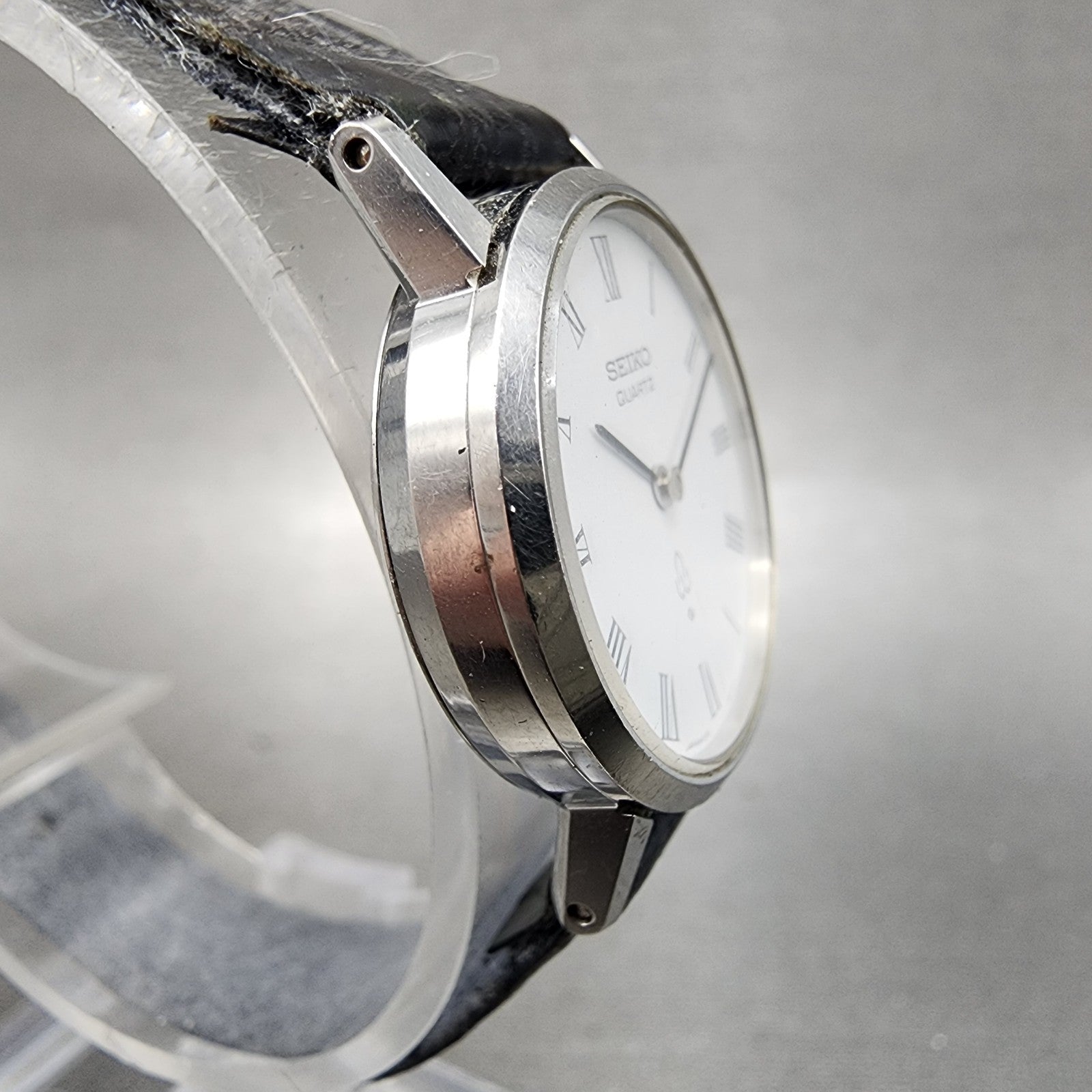 Seiko Watch Women 24mm White Dial Silver Tone Round 41306001 New Battery3