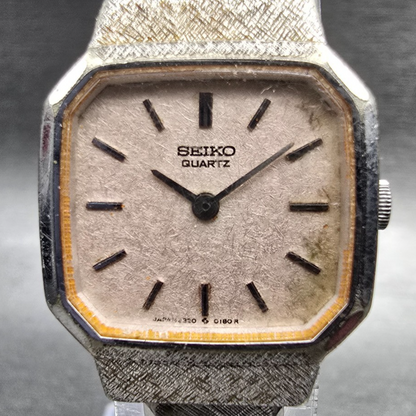 Seiko Watch Women 21mm Silver Dial Silver Tone Rectangle 2320-5119 New Battery1
