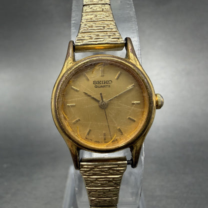 Seiko Watch Women 20mm Champagne Dial Gold Tone Round 1N01-0E19 New Battery0