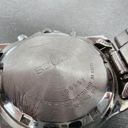 Seiko Chronograph Watch Men 40mm Silver Dial silver Tone Date 7t920dw0 Newbatt9