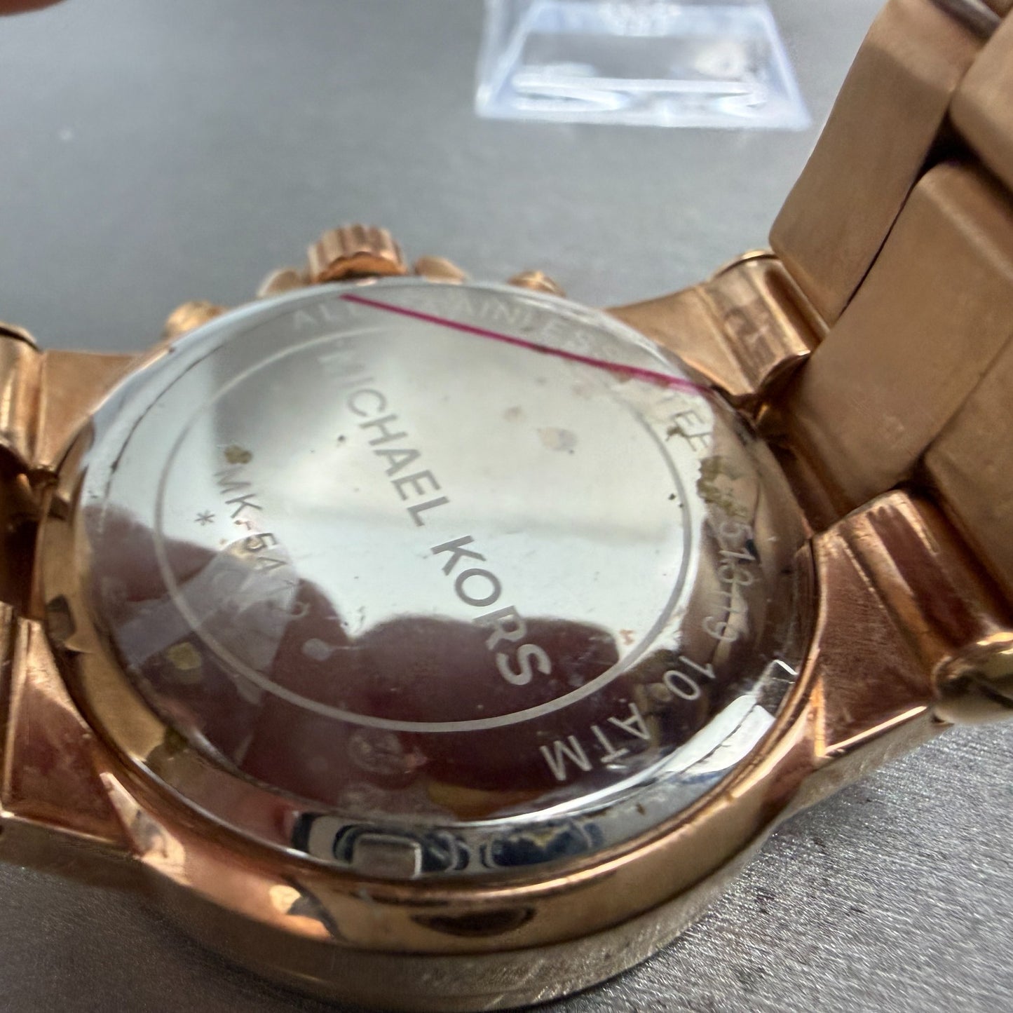 Michael Kors Dylan Chrono Watch Women 42mm Pink Dial Rose Gold MK-5412 New Batt9