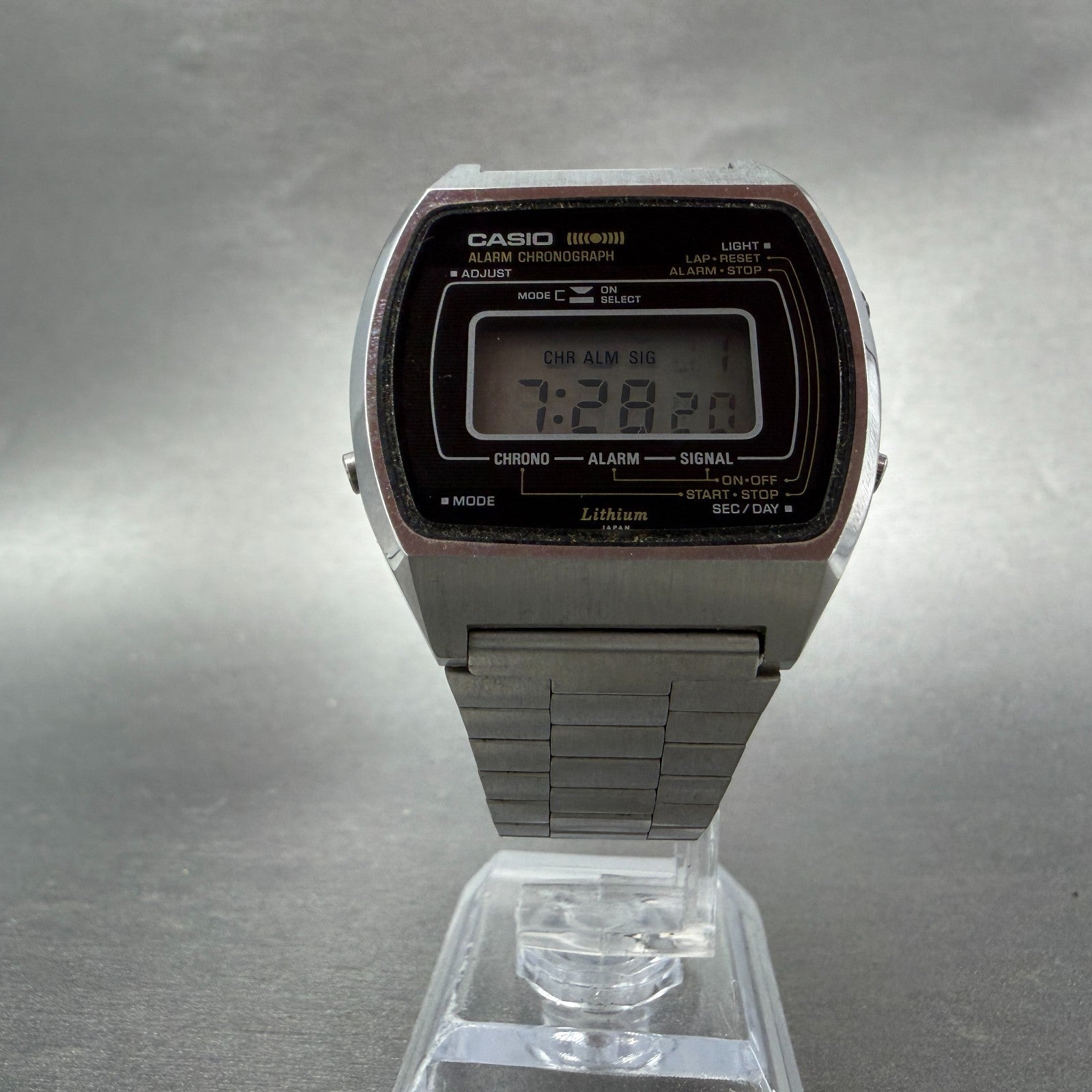 Casio 83QS-27 Watch Men 36mm Black Dial Silver Tone Alarm Chrono New Batt ABC5