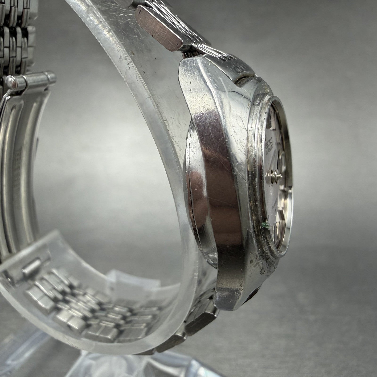 Seiko Automatic Watch Women 23mm Silver Dial Silver Tone Date 2205-0050 PARTS4