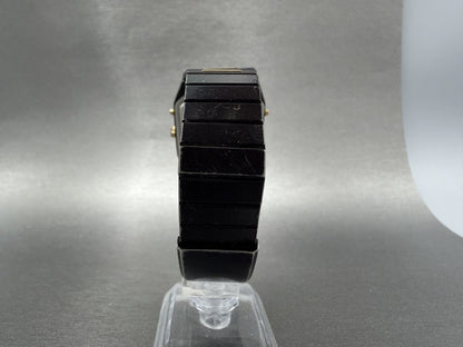 Pulsar Analog Digital Watch Men 30mm Black Dial Black Gold Chrono READ!!! V0317