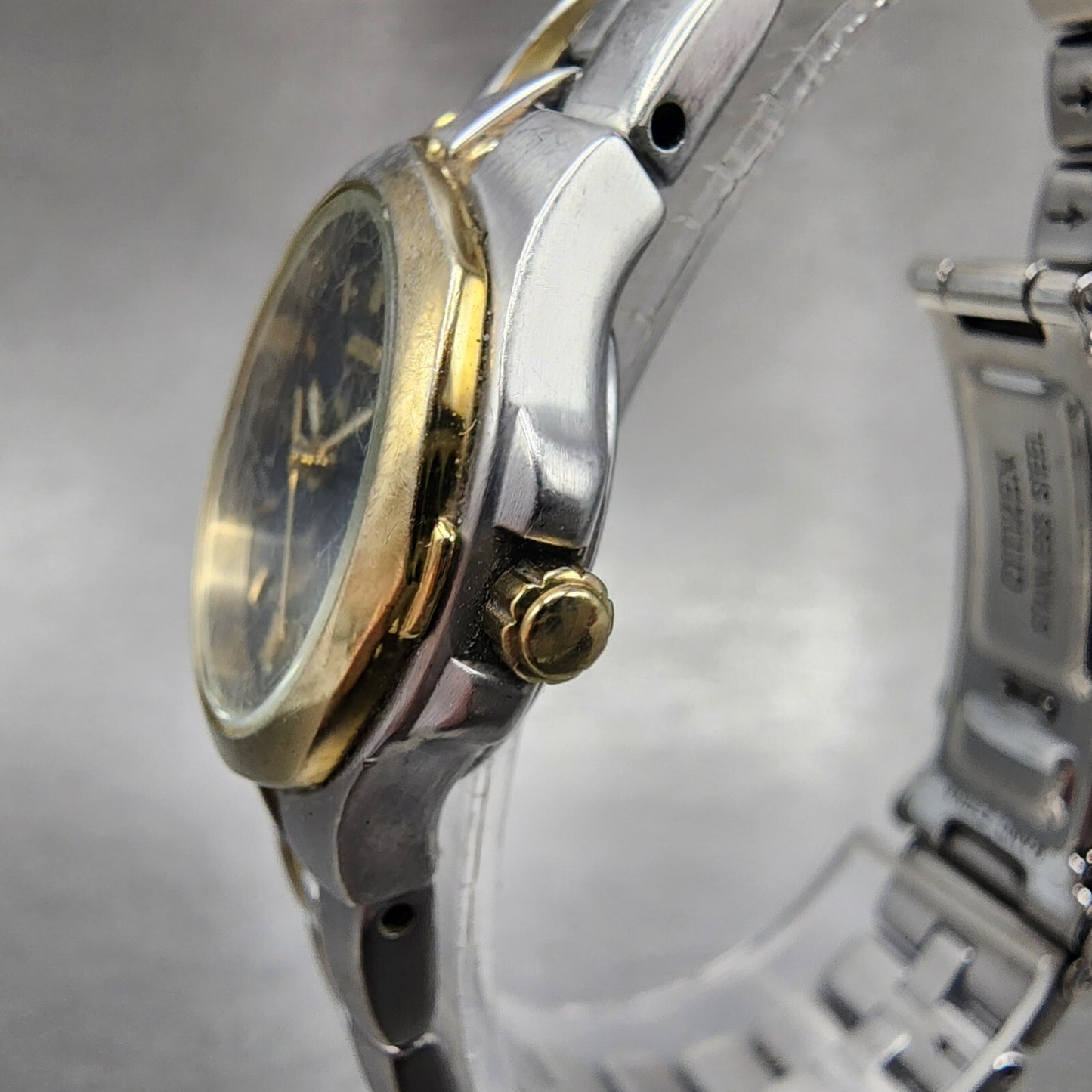Citizen EcoDrive Watch Women 24mm Blue Dial Two Tone Date E011K15711 Runs2