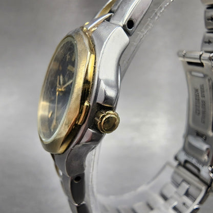 Citizen EcoDrive Watch Women 24mm Blue Dial Two Tone Date E011K15711 Runs2