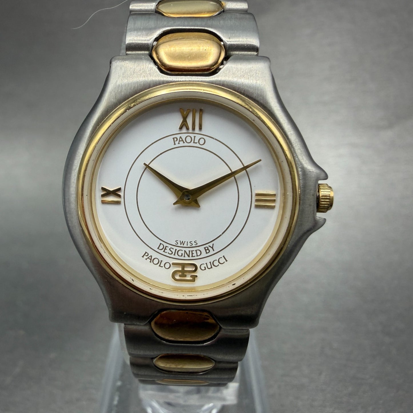 Paolo Gucci Watch Women 26mm White Dial Two Tone Round New battery NOS VTG0