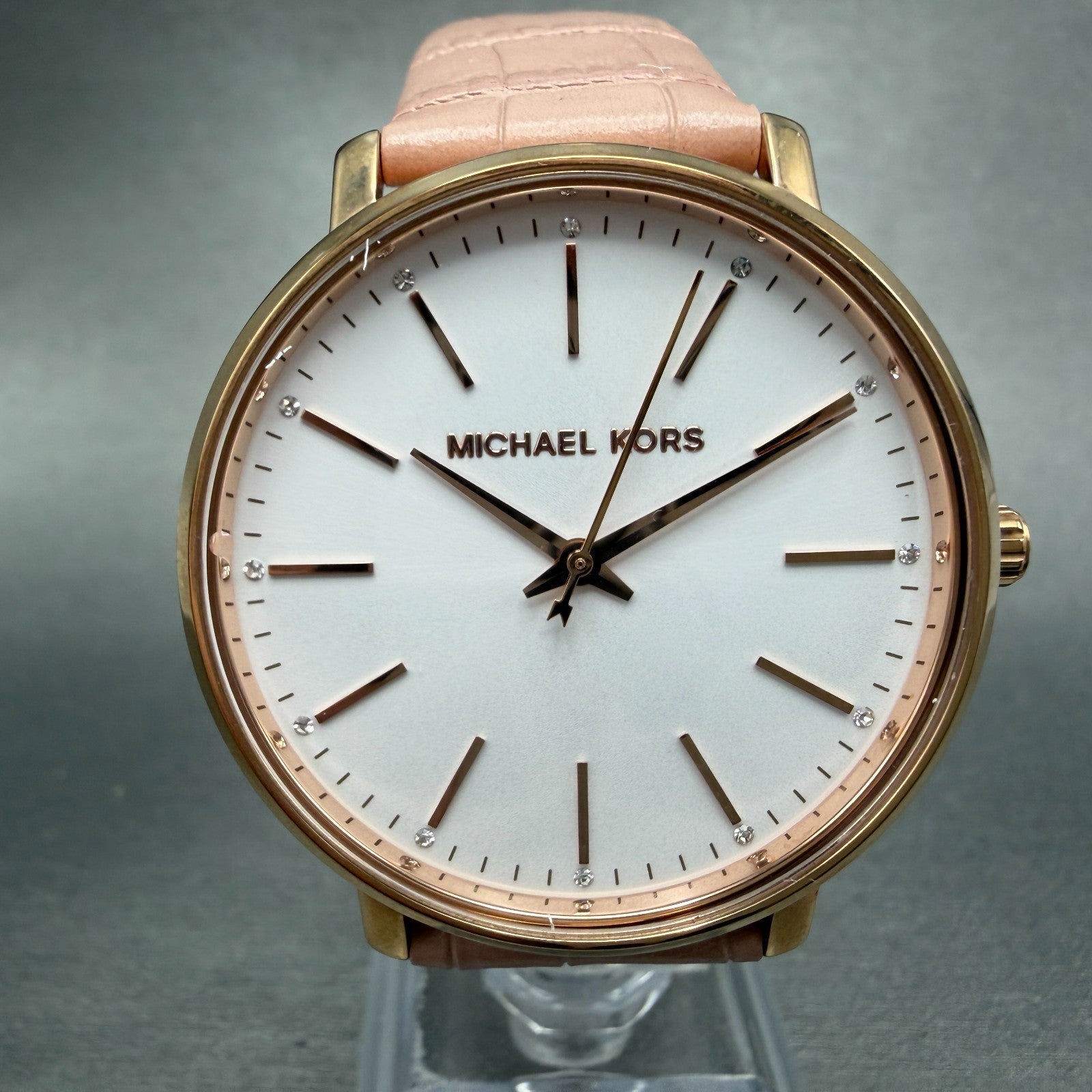Michael Kors Pyper Watch Women 38mm White Dial Rose Gold Round MK-2775 New Batt1