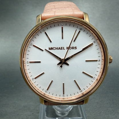 Michael Kors Pyper Watch Women 38mm White Dial Rose Gold Round MK-2775 New Batt1