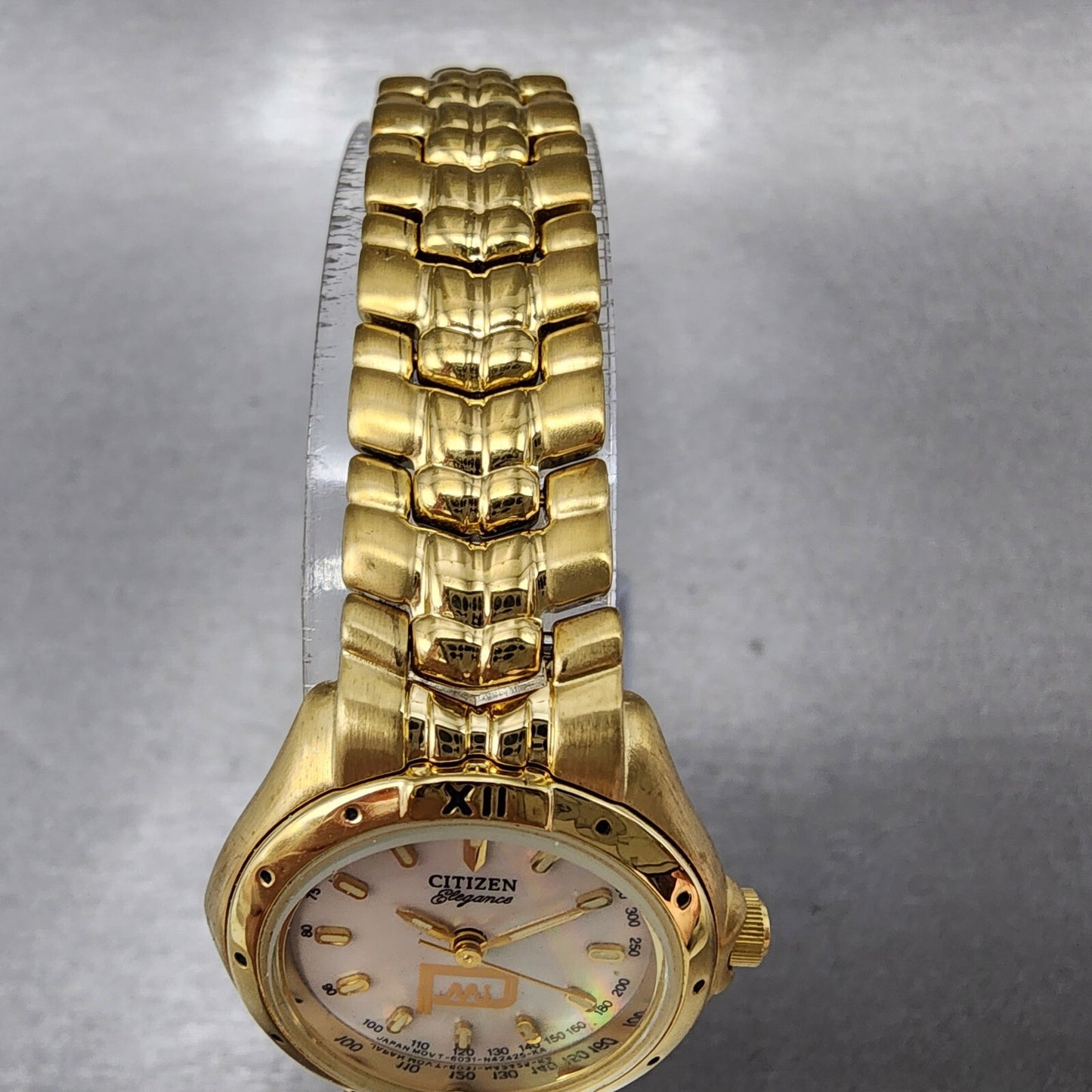 Citizen Elegance Watch Women 24mm MOP Dial Gold Tone Hexagon 6031S49364 New Bat4