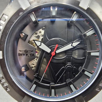 Invicta Darth Vader Watch Men 50mm Black Dial Black Tone Manual Wind Runs 265471