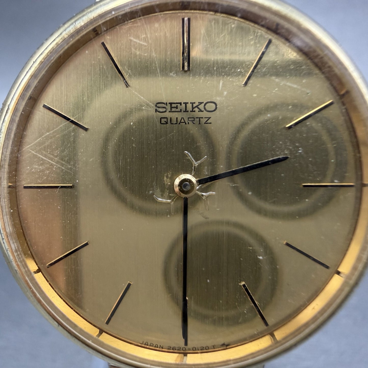 Seiko Watch Men 34mm Gold Dial Gold Tone Round 2620-0040 PARTS Vintage2