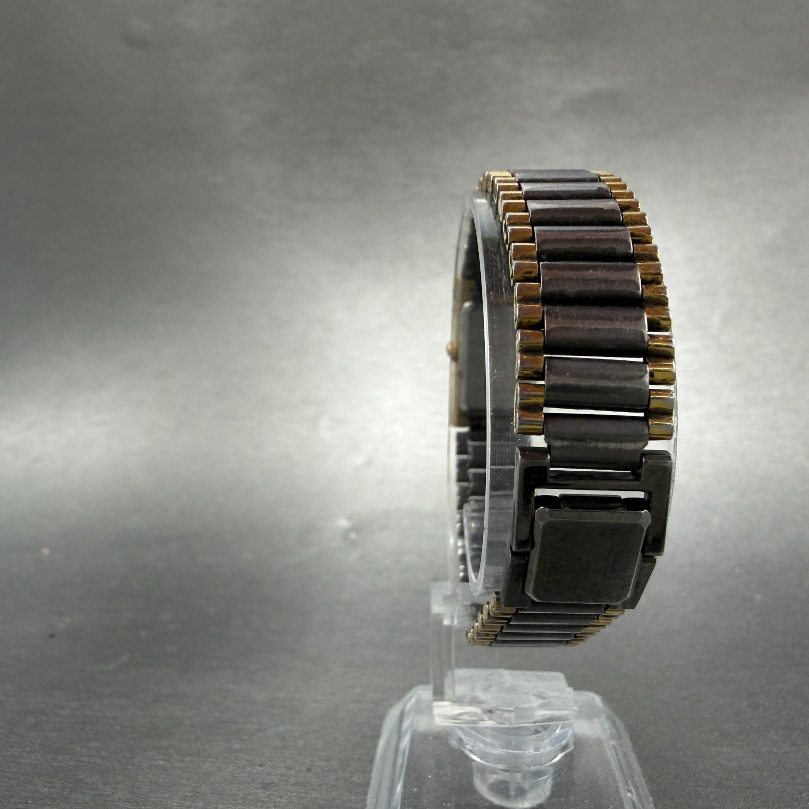 Seiko Tank Watch Women 13mm Black Dial Black & Gold Tone 1E20-551H New Battery 47
