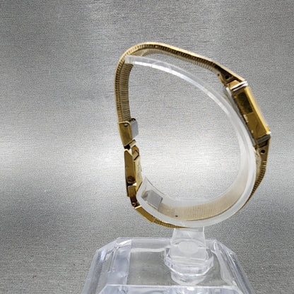 Seiko Tank Watch Women 12mm Champagne Dial Gold Tone 2e205409 New Battery8