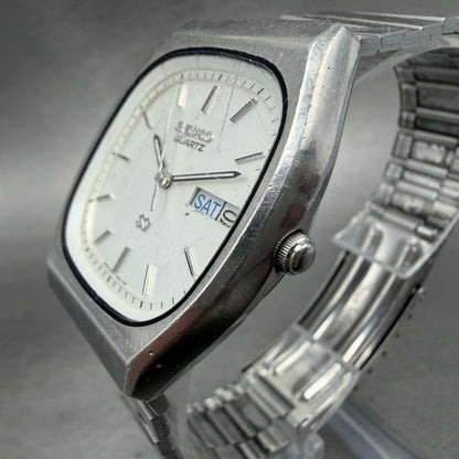 Seiko SQ Watch Men 34mm Silver Dial Silver tone Daydate 8223-5359 New Battery2