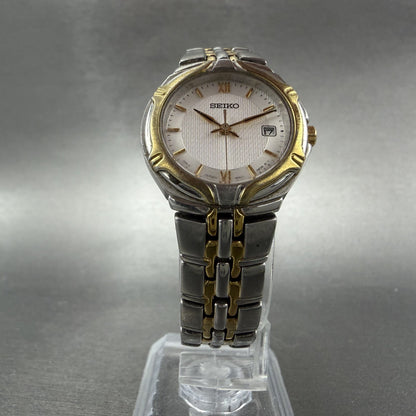 Seiko Watch Women 26mm Silver Dial Two Tone Date Round 7n82-0at0 New Battery DCT5