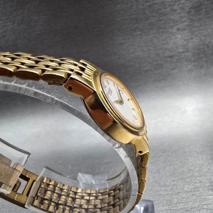 Seiko Watch Women 19mm White Dial Gold Tone Round V400-0368 New Battery3