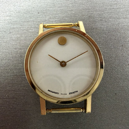 Zenith Movado Museum Watch Women 25mm White Dial Gold Plated Manual Wind PARTS2