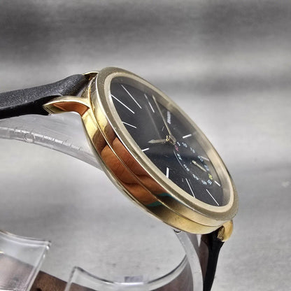 Skagen Hagen Watch Women 34mm Black Dial Gold Tone Round SKW2354 New Battery G3