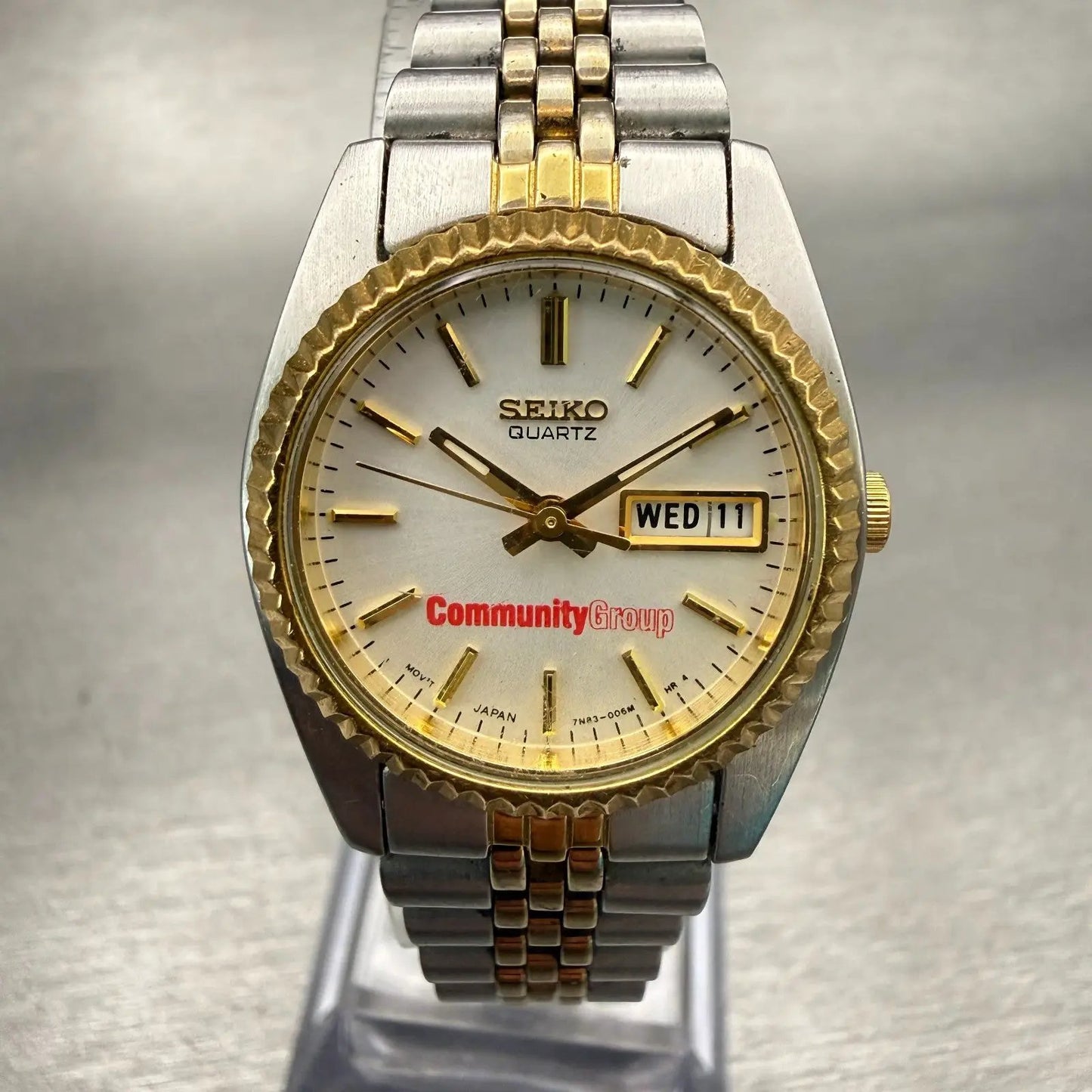 Seiko Watch Women 24mm Silver Dial Two Tone Daydate Round 7N83-0041 New Battery0