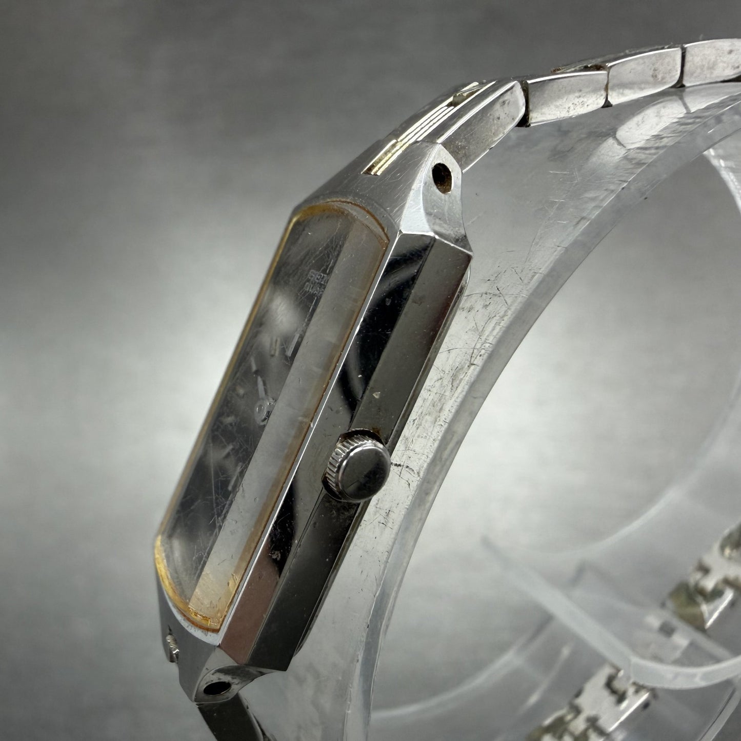 Seiko Watch Women 12mm Gray Dial Silver Tone Rectangle 2E20-5179 New Batt IJI2