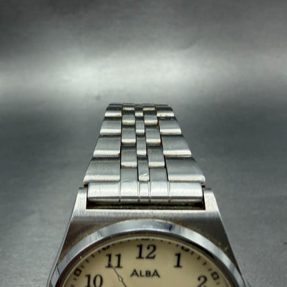 Seiko Alba Watch Men 35mm Luminous Dial Silver Tone Daydate V743-8B10 NewBattery4