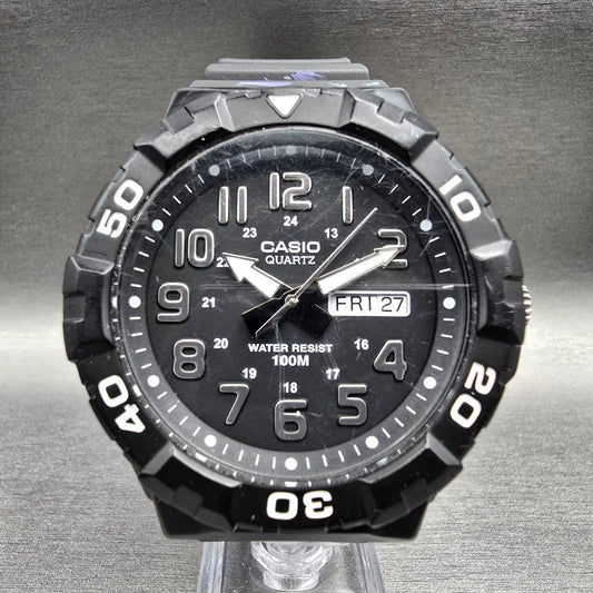 Casio MRW-210H Dive Watch Men 51mm Black Dial Black Tone Daydate Round New Batt0