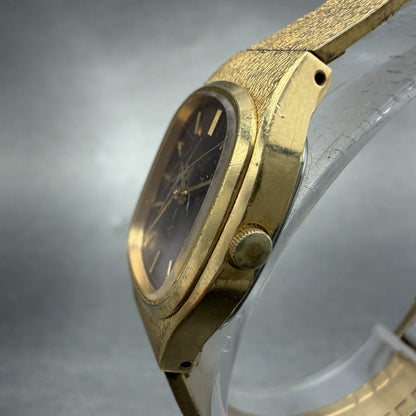 Seiko Watch Women 20mm Brown Dial Gold Tone Oval 3421-5020 New Battery Vintage2