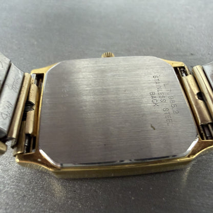 Longines Tank Watch Men 28mm Gold Dial Gold Tone Octagon Date L.7.985.2 PARTS10