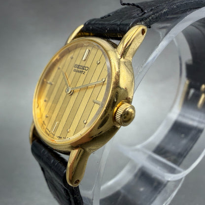 Seiko Watch Women 20mm Champagne Dial Gold Tone Round 2Y00-0A10 New Battery VTG2