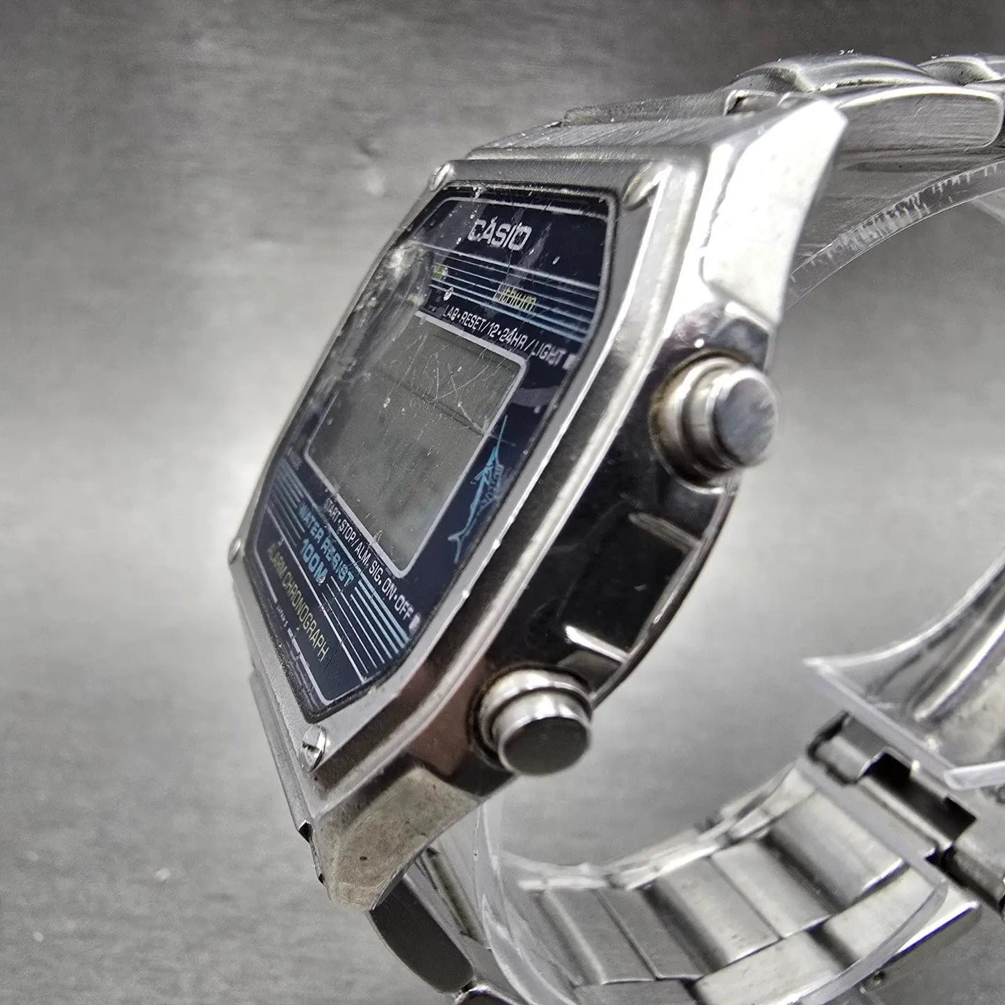 Casio Watch Men 36mm Silver Digital Alarm Chronograph W-350 New Battery VTG2