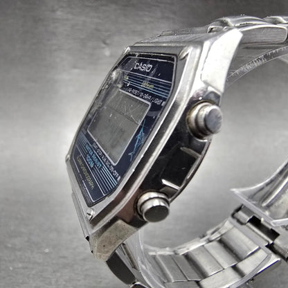 Casio Watch Men 36mm Silver Digital Alarm Chronograph W-350 New Battery VTG2