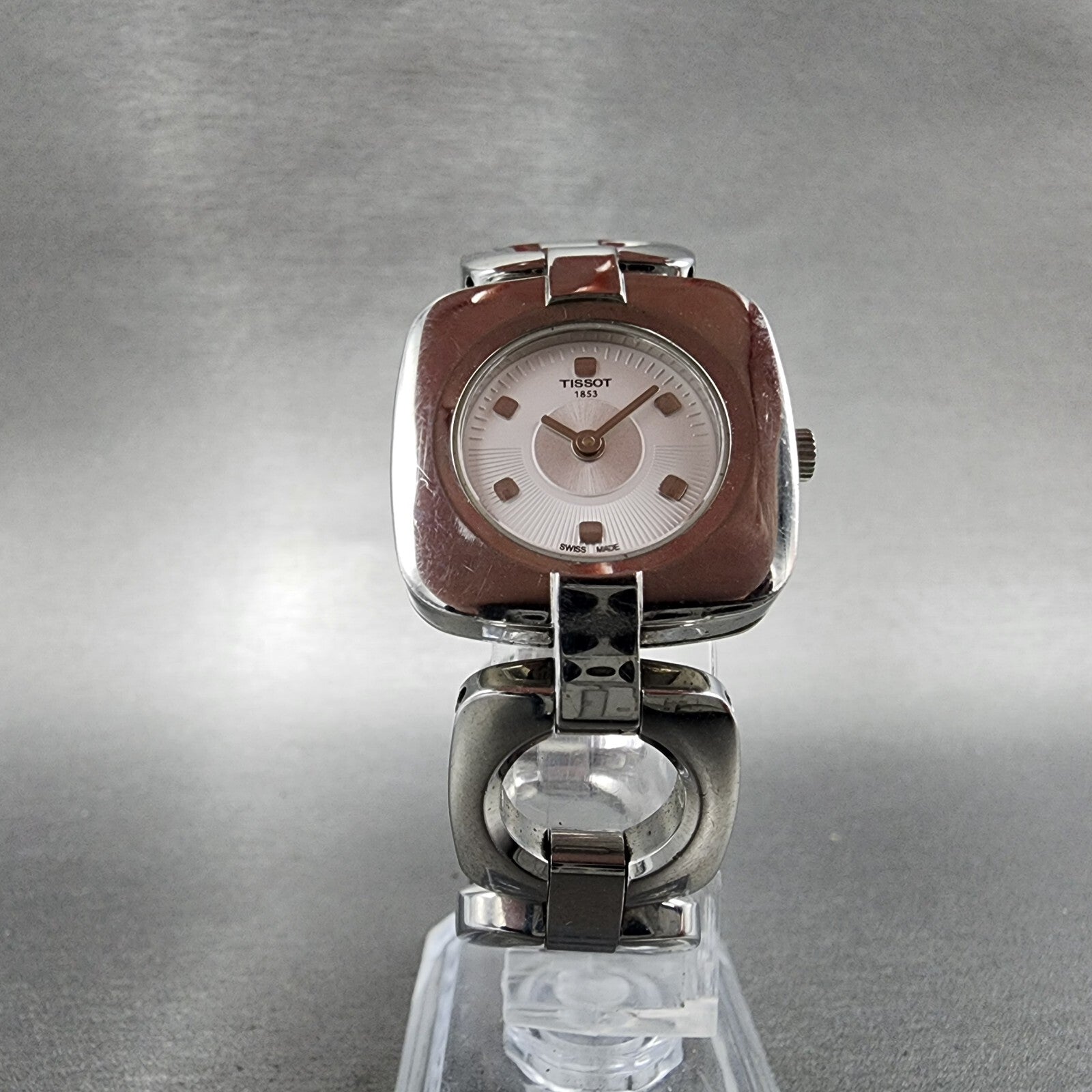 Tissot OdaciT Watch Women 26mm White Dial Stainless Steel Square New Battery5
