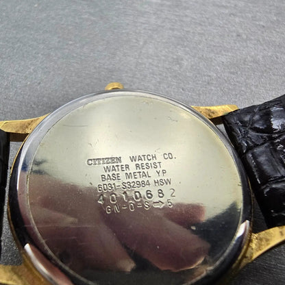 Citizen CQ Watch Men 34mm Silver Dial Gold Tone Round 6031-S32984 VTG PARTS10