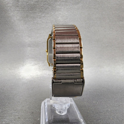 Seiko Tank Watch Men 27mm Champagne Dial Two Tone Rectangle 5e315a10 NewBattery7