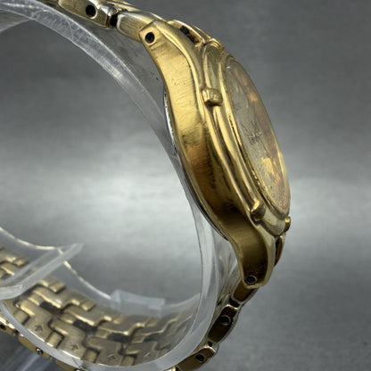 Seiko Watch Women 26mm White Dial Gold Tone Date Round 7n82-0599 New Battery GFE3