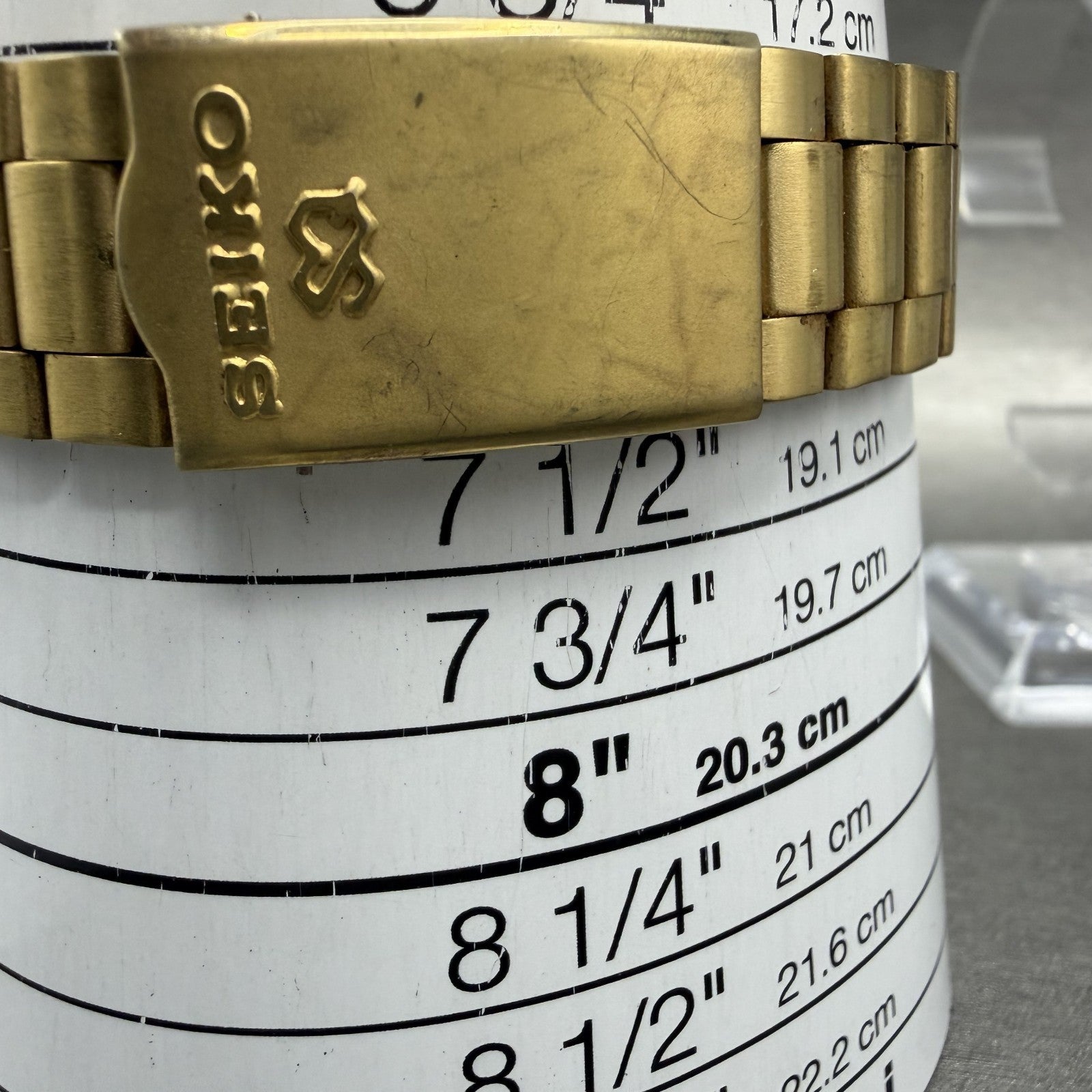 Seiko SQ Watch Men 33mm Champagne Dial Gold Tone Date 5y226009 New Battery10