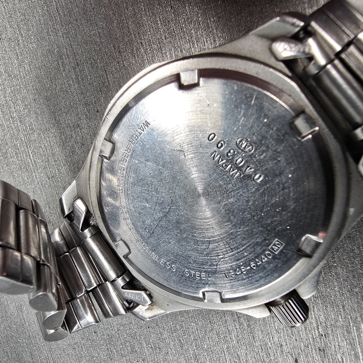 Alba Aqua Gear Dive Watch Men 37mm Gray Dial Silver Daydate V348-6A40 New Batt10