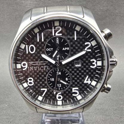 Invicta Specialty Watch Men 48mm Black Dial Silver Tone Date Month 0379 New Batt0