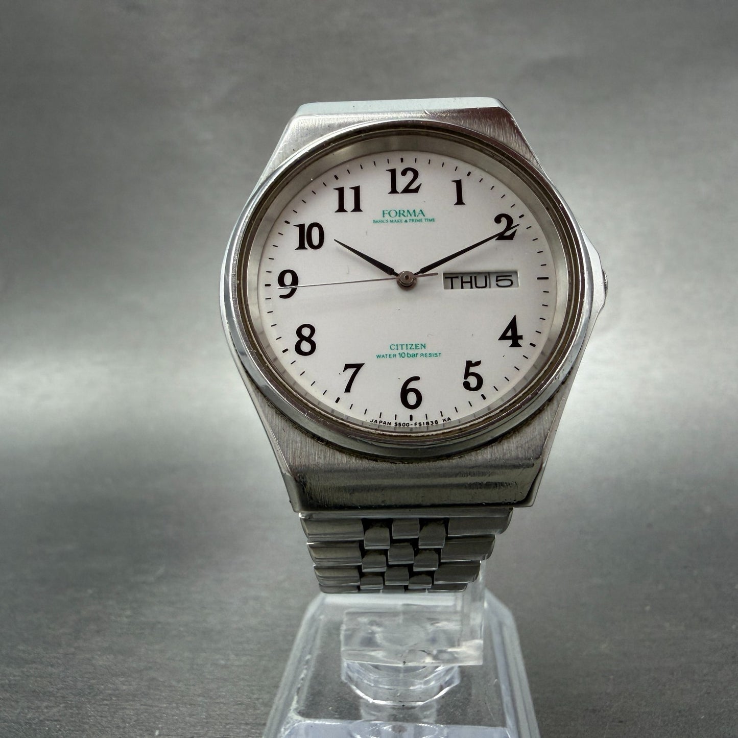 Citizen Forma Watch Men 36mm White Dial Silver Tone Daydate 5500-F50107 New Bat65