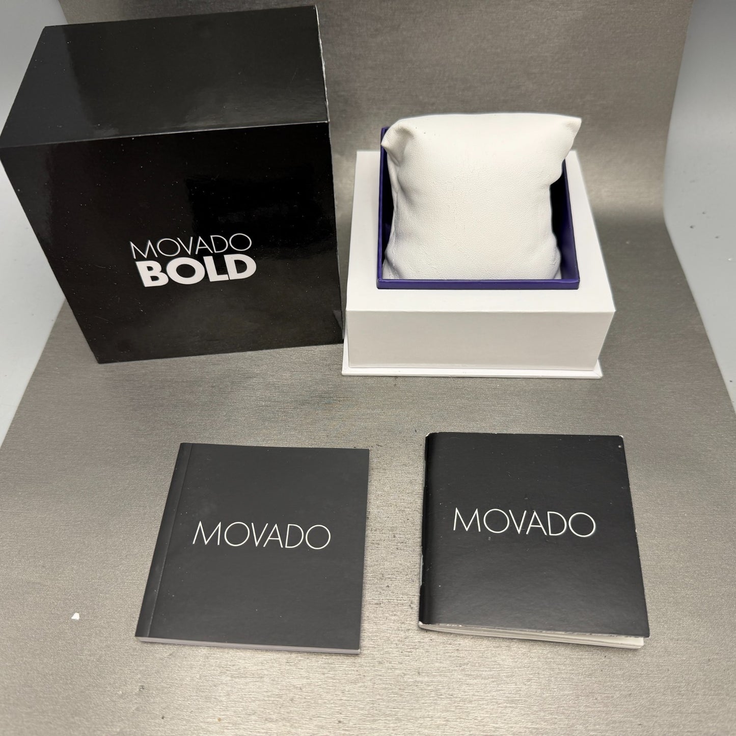 Movado Bold Watch Men 42mm Black Dial Black Tone Leather Band W/box New Battery13