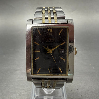 Citizen Tank Watch Men 27mm Black Dial Two Tone Date Rectangle 1012-S020824 PART0