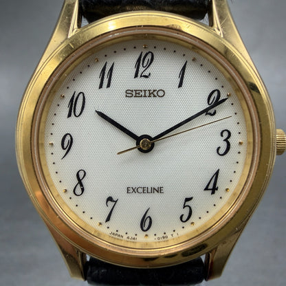 Seiko Exceline Watch Women 28mm Cream Dial Gold Tone Round 4J41-0110 New Battery1