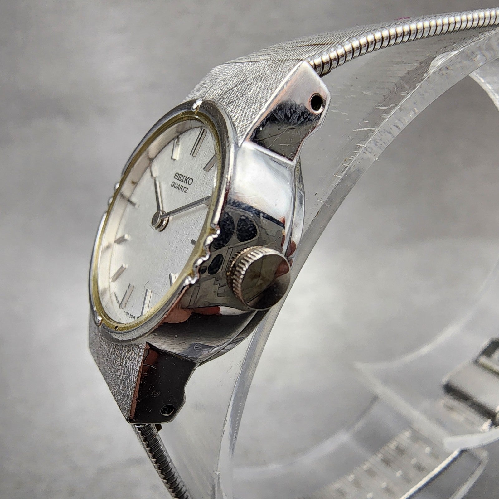Seiko Watch Women 19mm Silver Dial Silver Tone Round 160129 New Battery VTG2